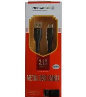 Megatech 3.1A A Örgülü Serisi Usb to Type-c 1mt  Data Kablosu Siyah