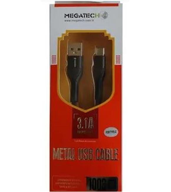 Megatech 3.1A A Örgülü Serisi Usb to Type-c 1mt  Data Kablosu Siyah