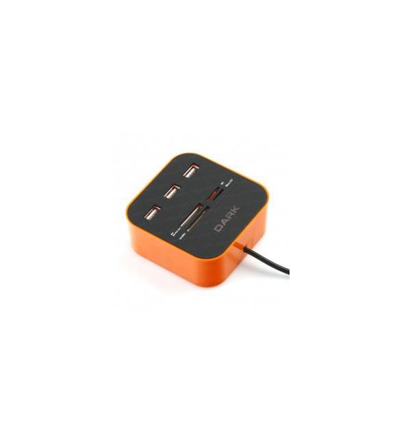 Dark UCR202 USB MicroSD-SD-MMC-M2-MS PRO DUO Kart Okuyuculu USB Çoklayıcı (Turuncu)