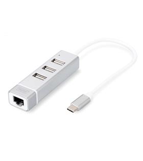 Digitus DA-70253 USB Type-C™ 3-Port Hub + Fast Ethernet LAN Adapter Usb Aksesuarları