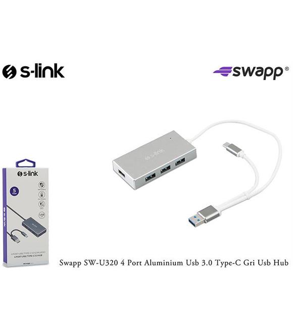 S-link Swapp SW-U320 4 Port Usb 3.0 Type-c Gri Aluminium Usb 3.0 Usb Hub