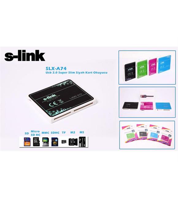 S-link SLX-A74 Usb 2.0 İnce Tasarım Siyah Kart Oku