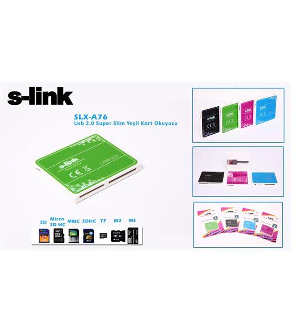 S-link SLX-A76 Usb 2.0 İnce Tasarım Yeşil Kart Okuyucu