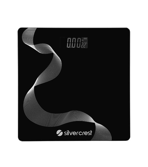 Silver Crest SC-BS100 30x30 Boyutunda Gümüş Çizgili Siyah Baskül