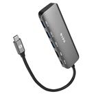 S-link SWV-USBC030 HDMI 4K 30Hz Gri Metal Type-C to 3-USB3.0 6 in 1 1xPD Şarj, 1xUSB-C Adaptör