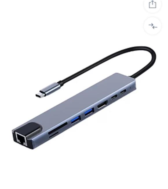 FRISBY FA-7682C Type-c - 8in1  RJ45+TF-SD+HDMI+USB+PD