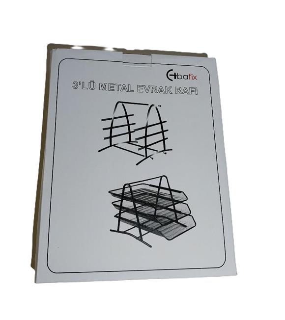 Bafix Evrak Rafı Metal Perforeli 3 Lü Siyah BFX-MER9205S