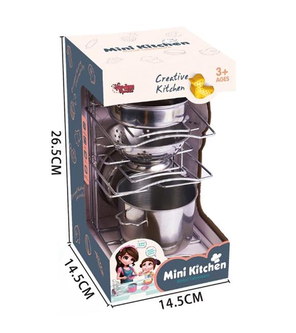 Vardem Oyuncak 7 Parça Raflı Çelik Tencere Tava Seti VRD-ATF-683G-2