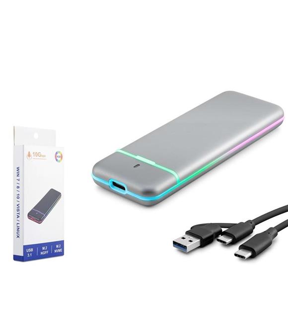 Hadron M2 Hdx1774 Ssd Kutu Type-C3.1 + Usb3.0 Nvme + Ngff M2 Chip Rtl9210B Gri