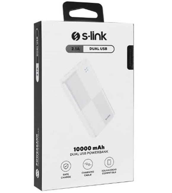 S-link IP-G12N 10000mAh Micro+Usb+ Type-C Giriş+Çıkış Beyaz. Taşınabilir Pil Şarj Cihazı Powerbank