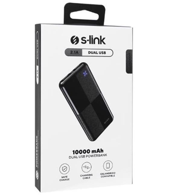 S-link IP-G12N 10000mAh Micro+Usb+ Type-C Giriş+Çıkış Siyah Taşınabilir Pil Şarj Cihazı Powerbank