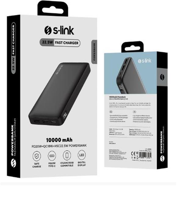 S-link P311L 10000mAh PRM LED Logo Siyah LCD Taşınabilir Pil Şarj Cihazı Powerbank