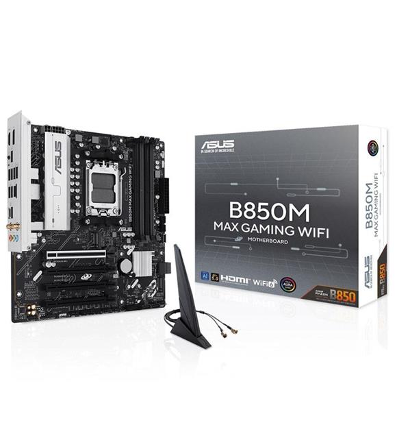 Asus B850M MAX GAMING WIFI 8000MHz (OC) DDR5 Soket AM5 M.2 HDMI DP mATX Anakart