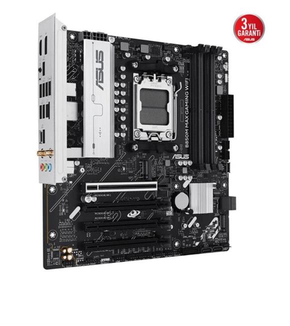Asus B850M MAX GAMING WIFI 8000MHz (OC) DDR5 Soket AM5 M.2 HDMI DP mATX Anakart