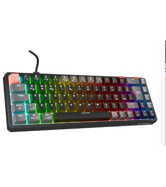 Rampage YORU MINI Siyah-Gri Type-C Bağlantılı OUTEMU Red Swich Q Mekanik Gaming Oyuncu Klavye RGB