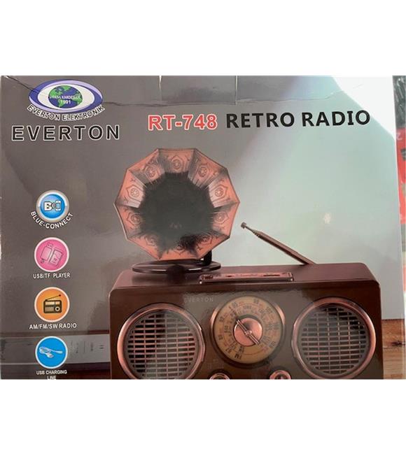 Everton Rt-748  Bluetooth Fm-Usb-Tf-Aux  Şarjlı Nostaljik Radyo