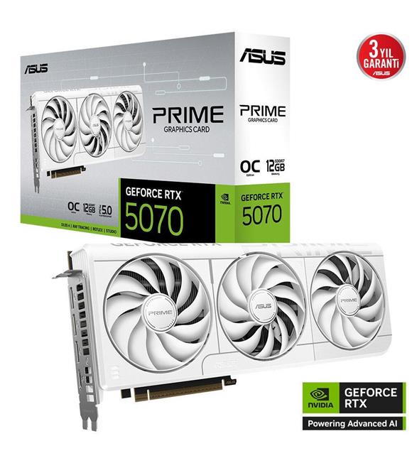 Asus PRIME GeForce RTX5070 12GB OC White Edition PRIME-RTX5070-O12G-WHITE GDDR7 192Bit Ekran Kartı
