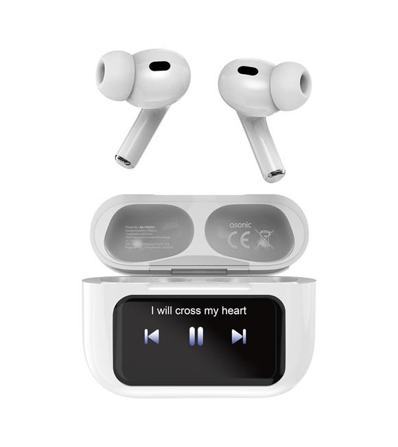 Asonic AS-TWS6S Beyaz Mobil Telefon Uyumlu Bluetooth 5.4V Ekranlı TWS Mikrofonlu Kulaklık