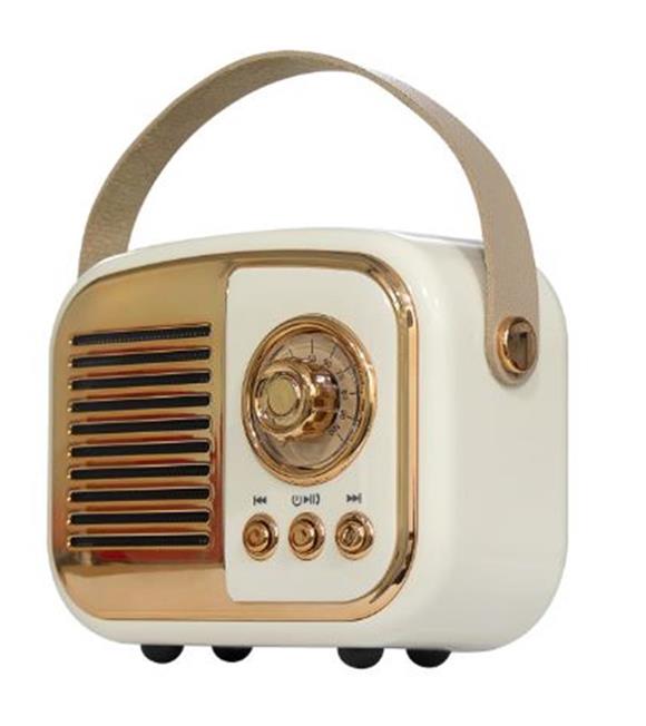 Mikado MD-24BT Echoes 3W 800mAh Beyaz Usb+TF Kart+Bluetooth Destekli Klasik Retro Müzik Kutusu