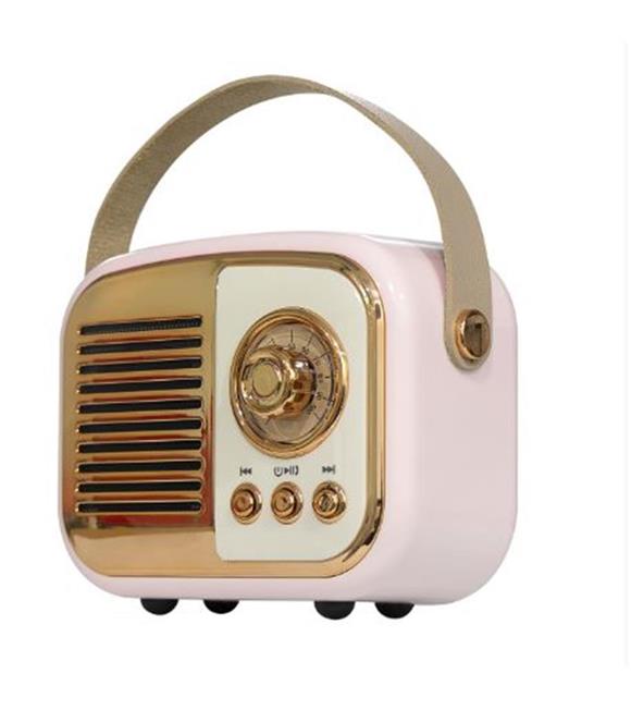 Mikado MD-24BT Echoes 3W 800mAh Pembe Usb+TF Kart+Bluetooth Destekli Klasik Retro Müzik Kutusu