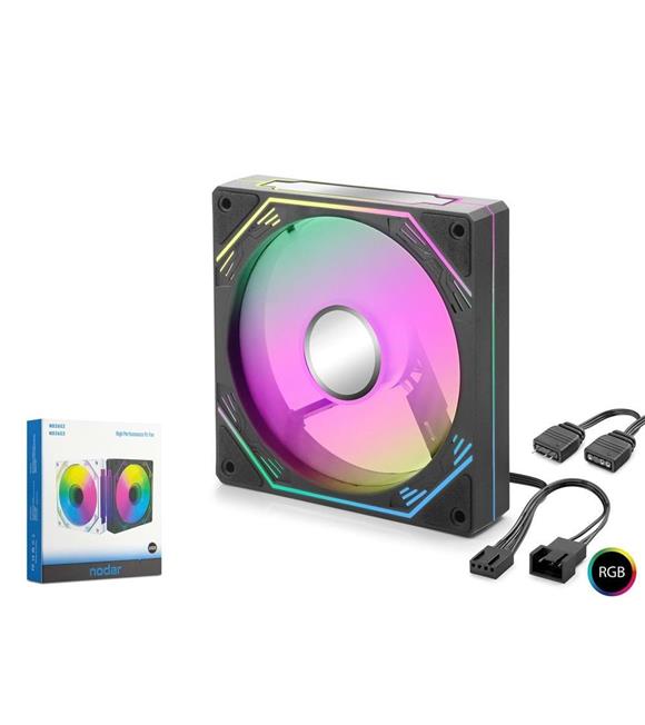 Nodar Nd2652 Kasa Fanı 5Pro İç ve Dış Parıltı Argb 12Cm Siyah