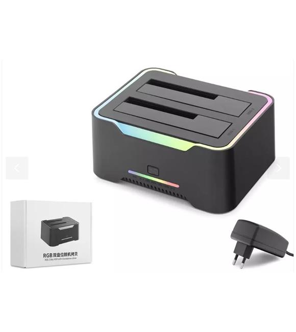 Hadron Hdx1790 HDD Docking – USB 3.0, 2.5 & 3.5 HDD-SSD, 8TB Destekli  RGB Siyah