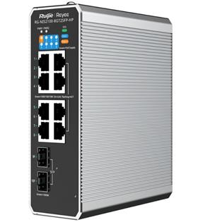 Ruijie RG-NIS2100-8GT2SFP-HP 8x10-100-1000 PoE+2xSFP Port IP40 Harici Güç Kaynağı Endüstriyel Switch