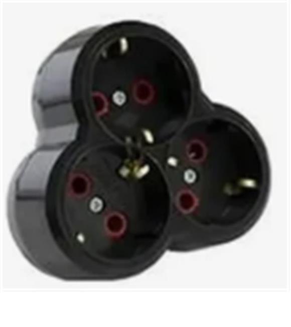 Mutlusan Topraklı Siyah 3lü Fiş,Priz (Yonca Tip) 001 170 033002 00 11