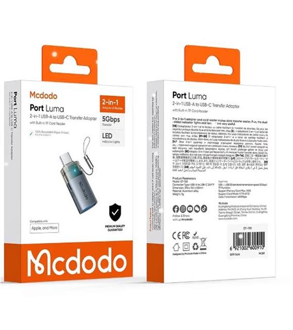 Hepu MCDODO OT-7600 2si 1 arada USB-A - USB-C - SD Kart Aktarım Dönüştürücü Çevirici ve Konnektörler