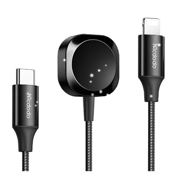 MCDODO CH-2980 Manyetik Apple Watch & Type-C to Lightning Kablosuz Şarj Cihazı -Siyah Cep Telefonu Aksesuarları