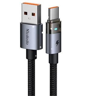 MCDODO CA-6890 USB-A TO TYPE-C Şeffaf Kablo Şarj Işıklı 1.2M Siyah Kablo