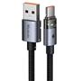 MCDODO CA-6890 USB-A TO TYPE-C Şeffaf Kablo Şarj Işıklı 1.2M Siyah Kablo