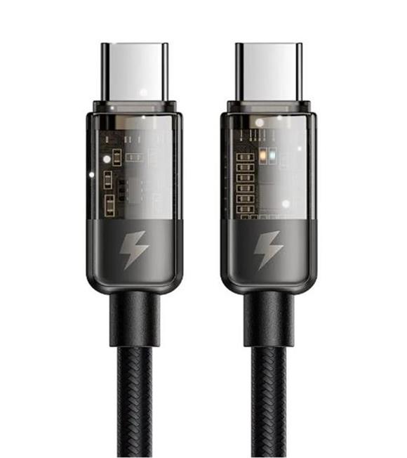 MCDODO CA-2840 Type-C To Type-C 100W Led Işıklı Power Off Hızlı Data Şarj Kablosu 1.2m - Siyah Cep Telefonu Aksesuarları