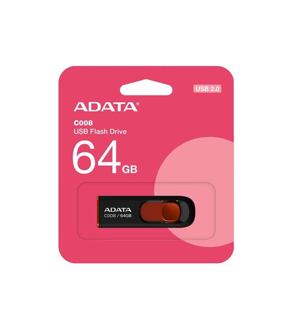 Adata C008-64GB 64GB USB2.0 Classic (Black+ Red) Flash Bellek USB Bellekler