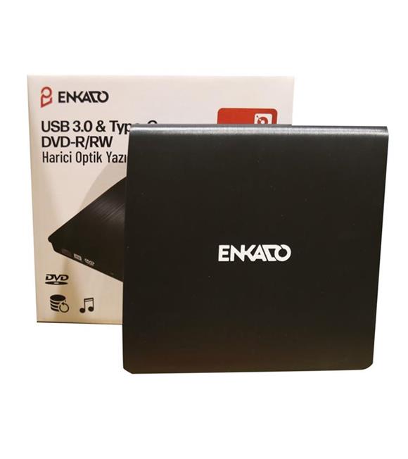Enkado Ekd-Udvd120 Type-C - USB 3.0 DVD-R-CD-R-RW- Dvd-Rw Ultra Slim Harici Optik Yazıcı Siyah