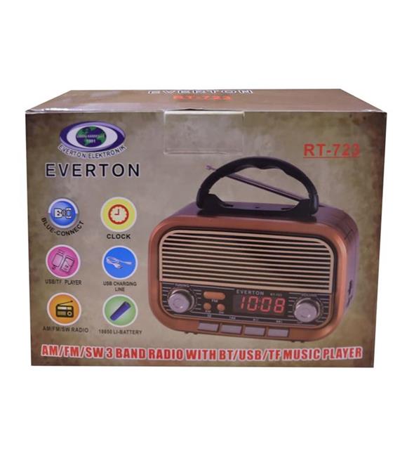 Everton RT-723 Dijital Göstergeli Şarjlı Nostaljik Radyo (AM-FM-SW Wıth BT-USB-TF )