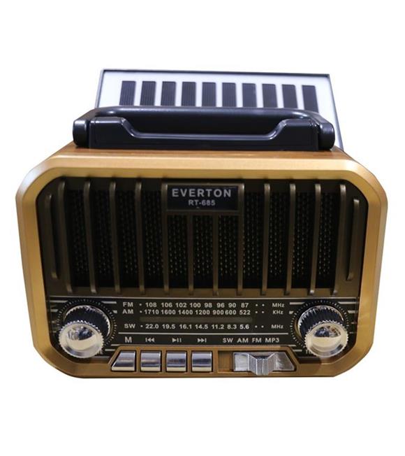 Everton RT-685 Şarjlı,Solarlı Nostaljik Radyo ( Bluetooth-USB-SD-FM) Bluetooth Hoparlör