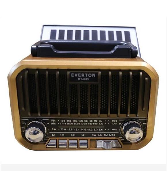 Everton RT-685 Şarjlı,Solarlı Nostaljik Radyo ( Bluetooth-USB-SD-FM) Bluetooth Hoparlör