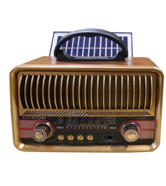 Everton RT-682  Solarlı,Şarjlı Nostaljik Radyo (Bluetooth-USB-SD-FM )