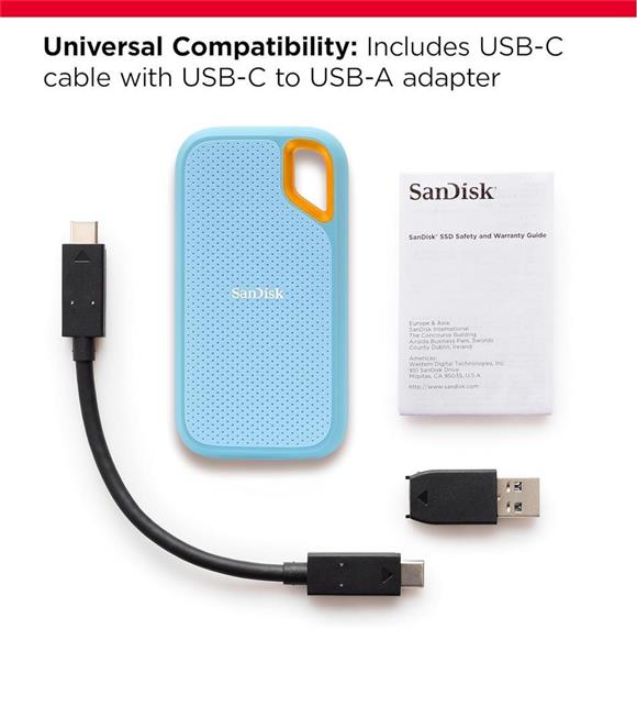 SanDisk 2TB Extreme SDSSDE61-2T00-G25B Blue 1050-1000mbs Mavi Taşınabilir SSD