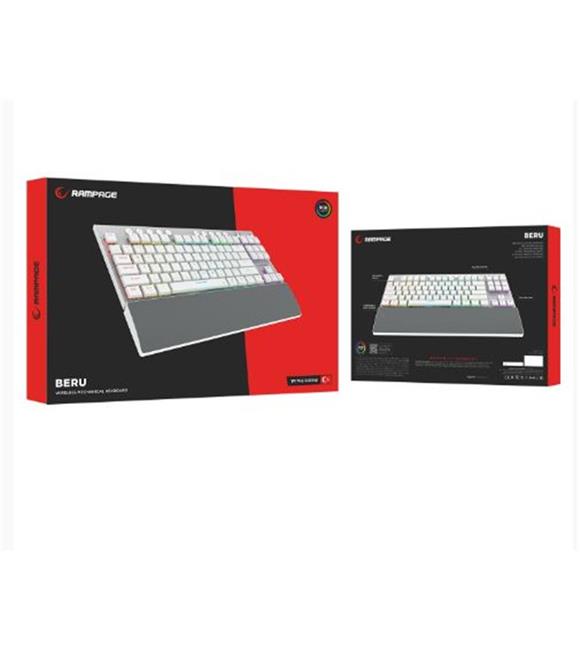 Rampage BERU Beyaz 2.4G + BT Wireless RED SWITCH Mekanik Gaming Oyuncu Klavye Slim  RGB
