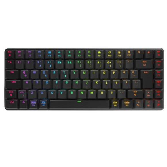 Rampage W-GRANITE Siyah-Gri Low Profile BLUE SWITCH Mekanik Gaming Oyuncu Klavye Q RGB 2,4 ghz+ BT