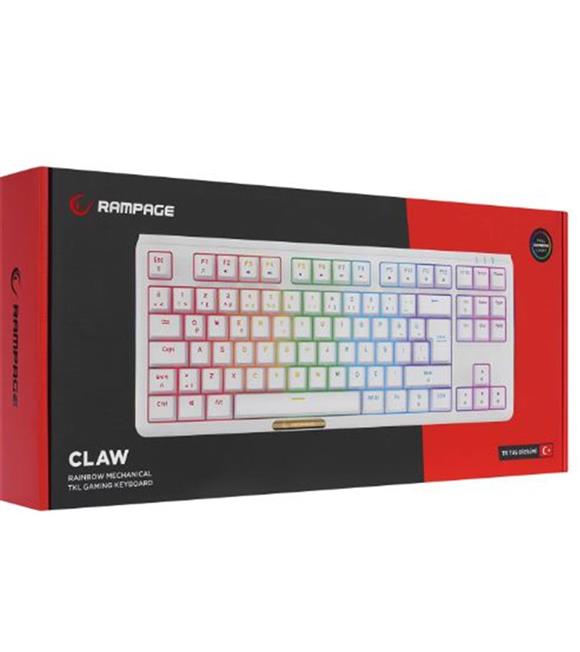 Rampage CLAW Beyaz RED SWITCH Mekanik Gaming Oyuncu Klavye Rainbow TKL