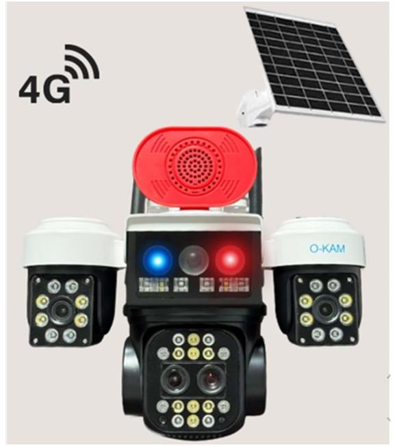 OKam O-KAM 5051 3 LENS 10X OPTİK ZOOM 4G SOLAR RED SPEAKER PTZ KAMERA