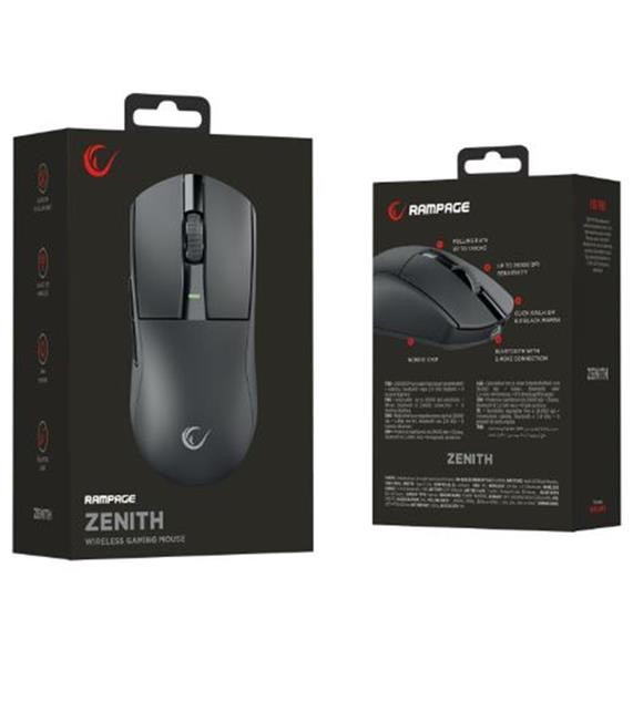 Rampage ZENITH BT+Wired+2.4G Siyah Kablosuz PAW3395 52833 MCU Gaming Oyuncu Mouse