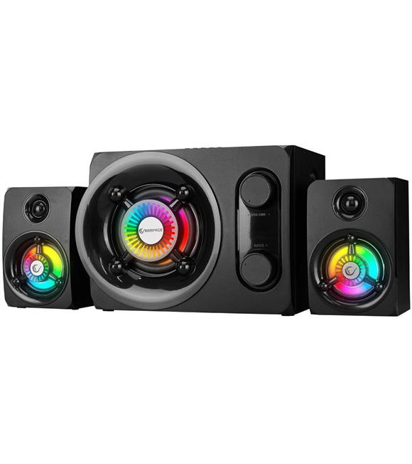 Rampage RMS-G8 Antares 2+1 25W Bluetooth+USB-SD-FM Rainbow Siyah Led Işıklı Gaming Speaker Hoparlör