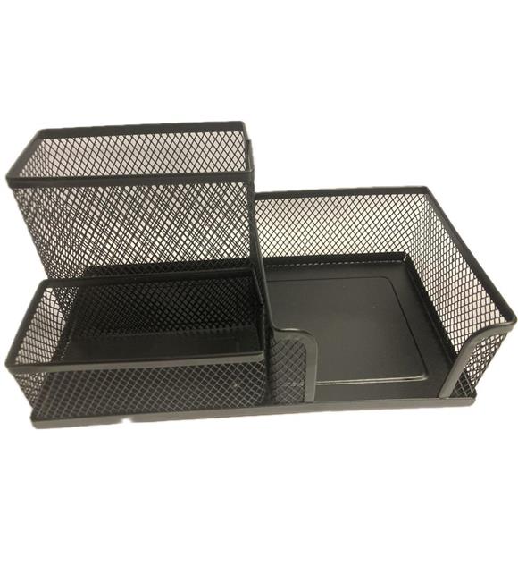 Bafix Masa Üstü Organizer Kalemlik Metal Perforeli 3 Bölmeli Siyah BFX-MMK805S