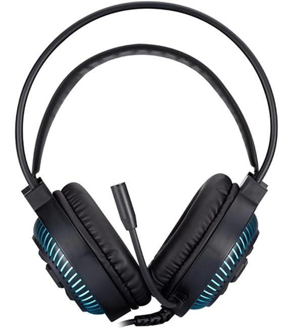 Hp DHE-8001U Mavi LED Aydınlatmalı Mikrofonlu Ses Kontrollü Gaming USB Siyah Başüstü Kulaklık