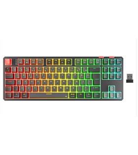 Rampage YORU TKL PRO Gri-Siyah OUTEMU Red Swich Q Kablosuz RGB Mekanik Oyuncu Klavyesi