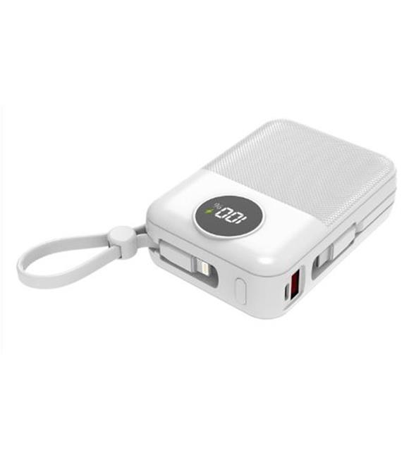 S-link MP120 20000mAh PD22.5W Type-C+Lightning Kablolu Beyaz Pil Şarj Cihazı Powerbank Taşınabilir Şarj Cihazları